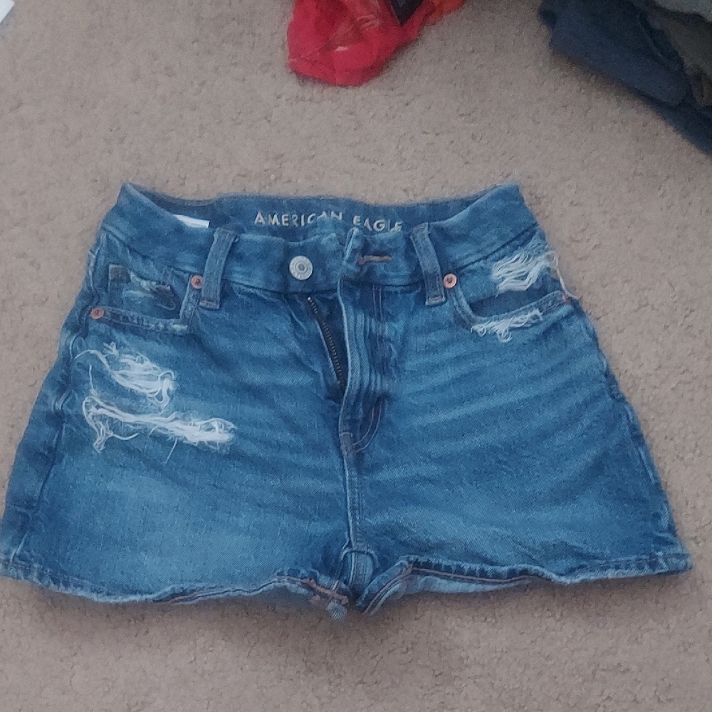 American Eagle Outfitters Blue Jean Shorts Distressed Casual